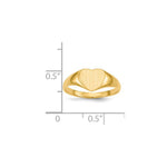 Load image into Gallery viewer, Solid Closed Back Mens or Ladies Signet Ring Heart Shape Custom Personalized with Free Engraving Available of Initials in Solid 14K Yellow Gold