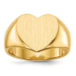 Load image into Gallery viewer, Solid Closed Back Ladies Signet Ring Heart Shape Custom Personalized with Free Engraving Available of Initials in Solid 14K Yellow Gold