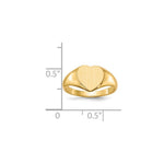 Load image into Gallery viewer, Open Back Womens Heart Design Top Signet Ring Custom Personalized with Free Engraving Available of Initials or Monogram in Solid 14K Yellow Gold