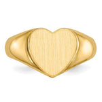 Load image into Gallery viewer, Open Back Ladies Signet Ring Heart Shape Custom Personalized with Free Engraving Available of Initials in Solid 14K Yellow Gold