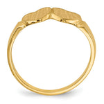 Load image into Gallery viewer, Solid Closed Back Ladies Signet Ring Double Heart Shape Custom Personalized with Free Engraving Available of Initials in Solid 14K Yellow Gold