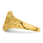 Load image into Gallery viewer, Open Back Womens Cut-out Sides 6-sided Top Signet Ring Custom Personalized with Free Engraving Available of Initials or Monogram in Solid 14K Yellow Gold