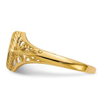 Load image into Gallery viewer, Open Back Signet Ring Square Shape Filigree Sides Custom Personalized with Free Engraving Available of Initials in Solid 14K Yellow Gold