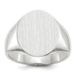 Load image into Gallery viewer, Mens Solid Back Large Oval Signet Ring with Free Engraving Available of Initials Monogram in Solid 14K White Gold