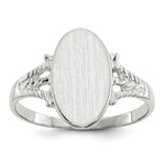 Load image into Gallery viewer, Solid Closed Back Signet Ring Oval Shape Custom Personalized with Free Engraving Available of Initials in Solid 14K White Gold