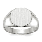 Load image into Gallery viewer, Mens Solid Back Oval Signet Ring Custom Personalized with Free Engraving Available of Initials or Monogram in Solid 14K White Gold