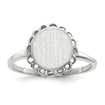 Load image into Gallery viewer, Open Back Signet Ring Round Scallop Edge Custom Personalized with Free Engraving Available of Initials in Solid 14K White Gold