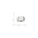 Load image into Gallery viewer, Solid Closed Back Mens Square Top Ridged Sides Signet Ring Custom Personalized with Free Engraving Available of Initials or Monogram in Solid 14K White Gold