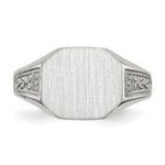 Load image into Gallery viewer, Closed Solid Back Signet Ring Rectangle Shape Custom Personalized with Free Engraving Available of Initials in Solid 14K White Gold
