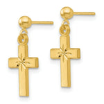 Load image into Gallery viewer, 14K Yellow Gold Satin & Diamond -Cut Cross Earrings