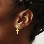 Load image into Gallery viewer, 14K Yellow Gold Satin & Diamond -Cut Cross Earrings