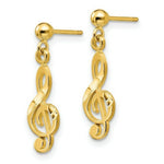 Load image into Gallery viewer, 14K Yellow Gold Polished & Diamond-Cut Treble Clef Dangle Post Earrings