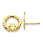 Load image into Gallery viewer, 14K Yellow Gold Claddagh Post Earrings