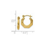 Load image into Gallery viewer, 14K Yellow Gold Polished Patterned Hollow Hoop Earrings 8mm length
