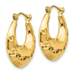 Load image into Gallery viewer, 14K Yellow Gold Hammered Fancy Hollow Hoop Earrings 11mm length