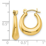 Load image into Gallery viewer, 14K Yellow Gold Polished Oval Hollow Hoop Earrings 9mm length