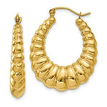Load image into Gallery viewer, 14K Yellow Gold Polished Scalloped Hoop Earrings 13mm length