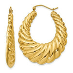 Load image into Gallery viewer, 14K Yellow Gold Polished Scalloped Hoop Earrings 17mm length