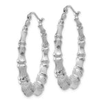 Load image into Gallery viewer, 14k White Gold Polished Bamboo Hoop Earrings