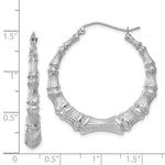 Load image into Gallery viewer, 14k White Gold Polished Bamboo Hoop Earrings