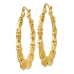 Load image into Gallery viewer, 14K Yellow Gold Polished Bamboo Hoop Earrings 33mm length