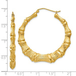 Load image into Gallery viewer, 14K Yellow Gold Polished Bamboo Hoop Earrings 33mm length