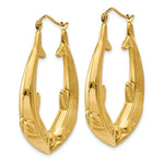 Load image into Gallery viewer, 14K Yellow Gold Polished Dolphin Hoop Earrings 21mm length