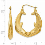 Load image into Gallery viewer, 14K Yellow Gold Polished Dolphin Hoop Earrings 21mm length