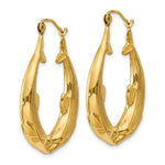 Load image into Gallery viewer, 14K Yellow Gold Polished Dolphin Hoop Earrings 17mm length