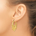 Load image into Gallery viewer, 14K Yellow Gold Polished Claddagh Hoop Earrings 20mm length