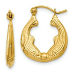 Load image into Gallery viewer, 14K Yellow Gold Dolphin Hoop Earrings 3mm width
