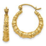 Load image into Gallery viewer, 14K Yellow Gold Polished Bamboo Design Hollow Hoop Earrings 11mm length