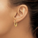 Load image into Gallery viewer, 14K Yellow Gold Polished Bamboo Design Hollow Hoop Earrings 13mm length
