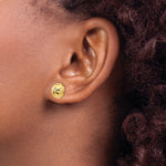 Load image into Gallery viewer, 14K Yellow Gold Madi K Polished & Diamond-Cut 9mm Button Post Earrings