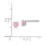 Load image into Gallery viewer, 14k White Gold Madi K 4mm Pink CZ Heart Earrings