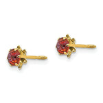Load image into Gallery viewer, 14K Yellow Gold Madi K 4mm Synthetic Ruby July Birthstone Screwback Earrings