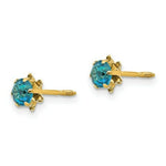 Load image into Gallery viewer, 14K Yellow Gold Madi K 4mm Synthetic Blue Topaz December Birthstone Screwback Earrings