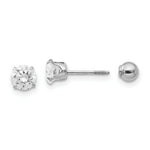Load image into Gallery viewer, 14K Madi K White Gold 5mm CZ and 4mm Ball Reversible Earrings