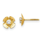 Load image into Gallery viewer, 14K Yellow Gold Madi K Flower 2.5mm CZ Post Earrings