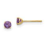 Load image into Gallery viewer, 14K Yellow Gold Madi K Round Amethyst 3mm Post Earrings