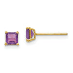 Load image into Gallery viewer, 14K Yellow Gold Madi K Amethyst 4mm Square Post Earrings