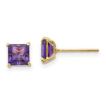Load image into Gallery viewer, 14K Yellow Gold Madi K Amethyst 5mm Square Post Earrings