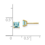 Load image into Gallery viewer, 14K Yellow Gold Madi K Blue Topaz 4mm Square Post Earrings