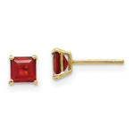 Load image into Gallery viewer, 14K Yellow Gold Madi K Garnet 4mm Square Post Earrings