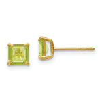 Load image into Gallery viewer, 14K Yellow Gold Madi K Peridot 5mm Square Post Earrings