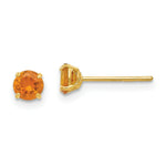 Load image into Gallery viewer, 14K Yellow Gold Madi K Round Citrine 4mm Post Earrings