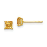 Load image into Gallery viewer, 14K Yellow Gold Madi K Citrine 4mm Square Post Earrings