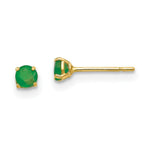 Load image into Gallery viewer, 14K Yellow Gold Madi K Round Emerald 3mm Post Earrings
