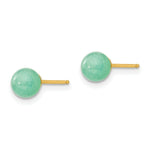 Load image into Gallery viewer, 14K Yellow Gold Madi K 5mm Green Natural Stone Post Earrings