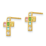 Load image into Gallery viewer, 14K Yellow Gold Madi K Multi-colored CZ Cross Post Earrings